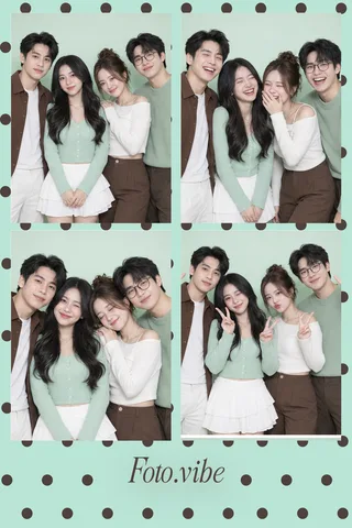 Mẫu khung in Foto Vibe: cặp đôi vest đen trong khung nâu sao mint